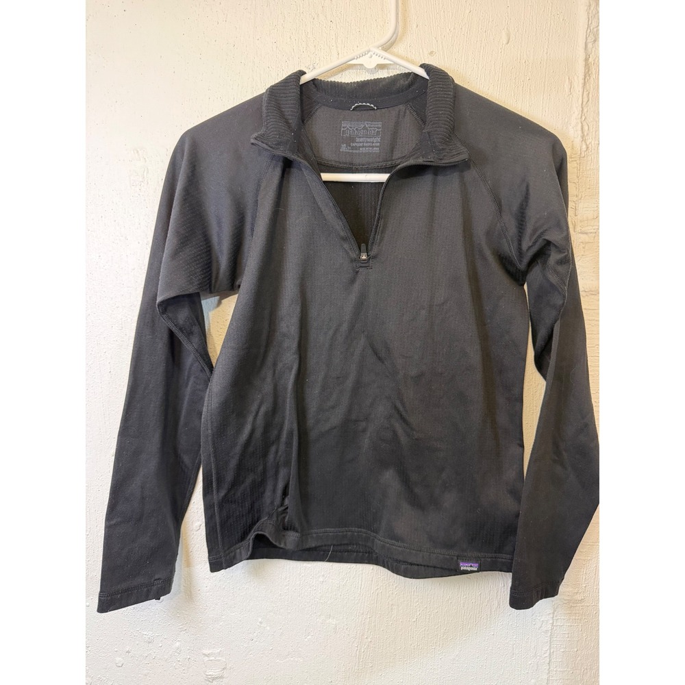 Patagonia Kids XL 14 Capilene Heavyweight Base Layer Quarter Zip Black Pullover